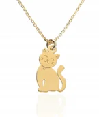 Naszyjniki - Złoty naszyjnik kot kotek srebro 925 GRAWER PUDEŁKO NA PREZENT 45 cm - miniaturka - grafika 1