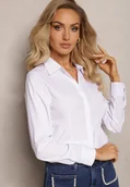Koszule damskie - Biała Gładka Koszula Zapinana na Guziki Hejora - miniaturka - grafika 1