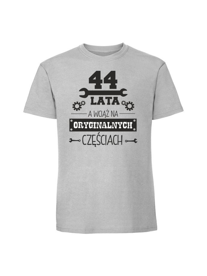 Męska koszulka z nadrukiem - 44 latA oryginalne części Pastelowy szary XL