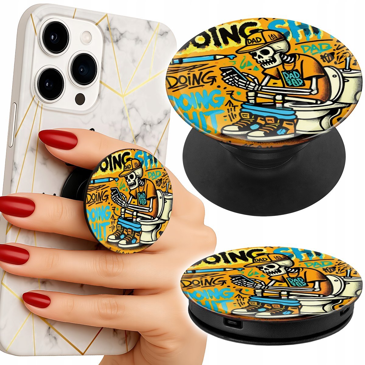 Uchwyt do telefonu Popsocket na palce/stojak DOING SHIT KOŚCIOTRUP NA KIBLU