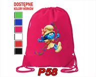 Torby szkolne - WOREK SZKOLNY NA WF BUTY SPORTOWY DLA DZIECKA SMERFY 5 WZORÓW + IMIĘ - miniaturka - grafika 1