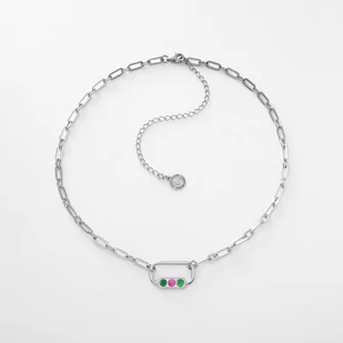 Geometryczny naszyjnik choker prostokąt z kamieniami naturalnymi : Kamień naturalny - płaski spód - Mix - neonowy róż, zielony ciemny jadeit, Srebro.. - Naszyjniki - miniaturka - grafika 1