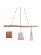 Lampy sufitowe - Paul Neuhaus Wiejska lampa wisząca brązowa z drewnem 3-punktowa - Vinnie - miniaturka - grafika 1