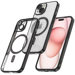 Etui MagSafe Case do iPhone 15 Plus Glamour Luxury obudowa Slim Ring Alogy Czarny przezroczysty - Etui i futerały do telefonów - miniaturka - grafika 1