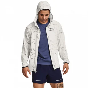 Męska kurtka treningowa Under Armour Project Rock Pt Unstpble Jckt - kremowa - Kurtki męskie - miniaturka - grafika 1