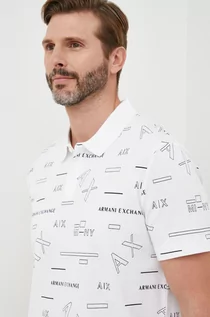 Koszulki męskie - Armani Exchange polo męski kolor biały wzorzysty - grafika 1