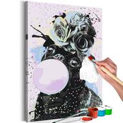 Malowanie po numerach - Obraz do samodzielnego malowania - Mops z gumą balonową (rozmiar 40x60) - miniaturka - grafika 1