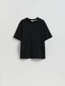 Dresy męskie - Reserved - T-shirt regular z włóknem bambusowym - czarny - miniaturka - grafika 1