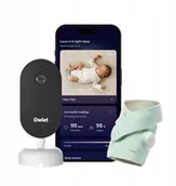 Elektroniczne nianie i monitory oddechu - Owlet Dream Duo Elektroniczna niania + pulsoksymetr Dream Sock miętowy - miniaturka - grafika 1