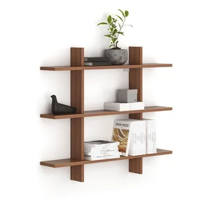 Półka biurowa ścienna potrójna SOLID, 1250 x 200 x 1075 mm, orzech - Regały biurowe - miniaturka - grafika 1