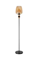 Lampy stojące - Lucide Ilona lampa stojąca czarna klosz szkło amber fi 22cm 1xE27 - miniaturka - grafika 1