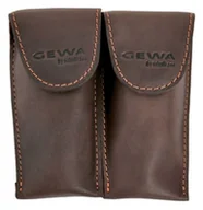 Akcesoria do instrumentów dętych - Gewa -Etui na 2 ustniki w kształcie trąbki, brązowa skóra (również na kornet/róg skrzydłowy, kieszeń na ustnik, etui, etui, wyściółka, podwójna, podwójna) - miniaturka - grafika 1
