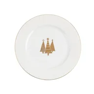 Talerze - Talerz deserowy reliefowany złote choinki 20 cm - miniaturka - grafika 1