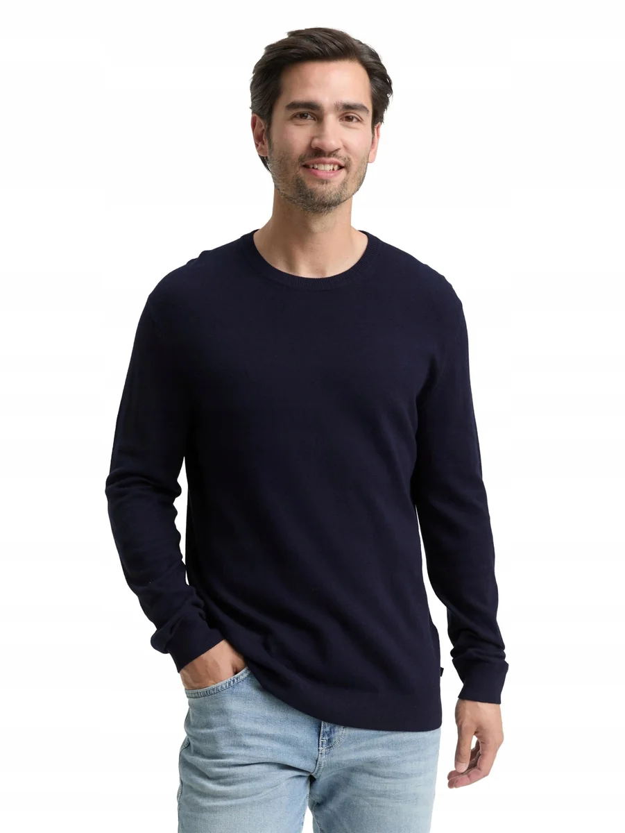 TOM TAILOR GRANATOWY SWETER MĘSKI BAWEŁNA Z KASZMIREM 3XL 27FA