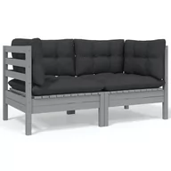 Sofy ogrodowe - VidaXL 2-osobowa sofa ogrodowa z szarymi poduszkami, drewno sosnowe! 806648 - miniaturka - grafika 1