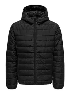 ONLY & SONS ONSBRON męska kurtka pikowana z kapturem OTW VD, czarna, M, czarny, M - Kurtki męskie - miniaturka - grafika 1