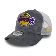 Czapki i chusty sportowe męskie - Czapka z daszkiem New Era 9FORTY LA Los Angeles Lakers Tonal Check Grey A-Frame Trucker - 60595261 - miniaturka - grafika 1