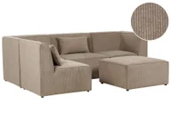 Narożniki - BELIANI Sofa narożnik 4-osobowy prawostronny beżowoszary sztruksowa z otomaną 4-osobowa nowoczesna kanapa modułowa z poduszką - miniaturka - grafika 1