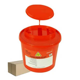 Pojemnik na odpady medyczne 1l czerwony Neuplast 50szt - Meble i wyposażenie gabinetów medycznych - miniaturka - grafika 1