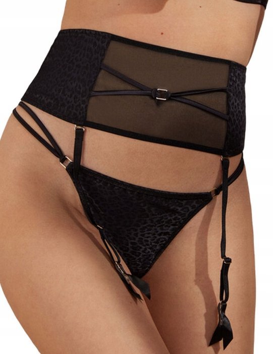 Intimissimi czarny pas do pończoch panterka ONE SIZE