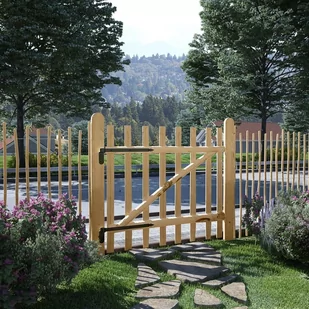 vidaxl Drewniana furtka, leszczyna, 100x90 cm - Bramy garażowe - miniaturka - grafika 1