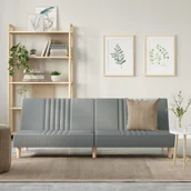 Sofy i kanapy - vidaXL Kanapa rozkładana, jasnoszara, tapicerowana tkaniną - miniaturka - grafika 1