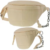 Nerki - DAMSKA SASZETKA NERKA TOREBKA CROSSBODY BAG NA RAMIĘ BEŻOWA PIKOWANA - miniaturka - grafika 1