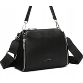 Torebki damskie - Czarna Pojemna Damska LISTONOSZKA LUIGISANTO 2 Komorowa z paskiem - miniaturka - grafika 1