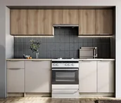 Meble kuchenne - Zestaw mebli kuchennych orzech / kaszmir 240 cm G8-G74 - miniaturka - grafika 1