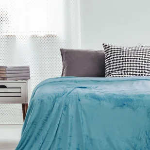 Amelia Home Koc 160x210 Mic mikrofibra ciepły gruby turkusowy BLA/MIC/TURQ/160 - Koce - miniaturka - grafika 1