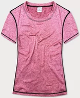 Koszulki i topy damskie - SPORTOWY T-SHIRT DAMSKI RÓŻOWY (A-2165) - MADE IN ITALY - miniaturka - grafika 1
