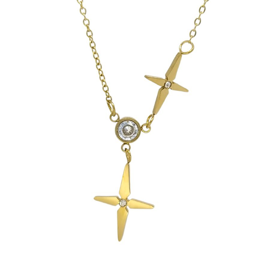 Celebrytka pozłacana z kryształkiem stal szlachetna