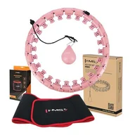 Pozostały sprzęt i akcesoria do ćwiczeń - ZESTAW HULA HOP HHW01 PINK Z WYPUSTKAMI I OBCIĄŻNIKIEM HMS + PAS BR163 RED - miniaturka - grafika 1