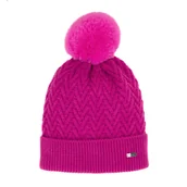 Czapki damskie - Damska czapka z delikatnym pomponem fuksja - miniaturka - grafika 1