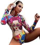 Stroje kąpielowe dla dziewczynek - Strój kąpielowy jednoczęściowy długi rękaw body : Rozmiar - S - miniaturka - grafika 1