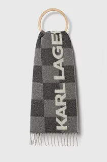 Apaszki i szaliki damskie - Karl Lagerfeld szalik wełniany kolor szary wzorzysty - grafika 1