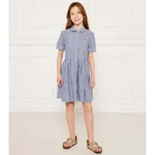 Sukienki i spódniczki dla dziewczynek - Tommy Hilfiger Sukienka z dodatkiem lnu - miniaturka - grafika 1