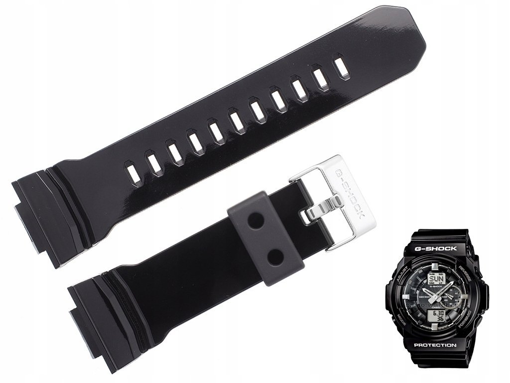 Pasek Casio GA-150 GA-200 GA-200RG GA-150BW GLX-150 czarny połysk