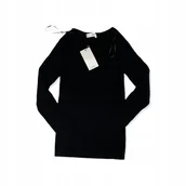 Bluzki damskie - Czarna bluzka damska długi rękaw MANGO XS/S - miniaturka - grafika 1