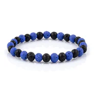 Bransolety męskie - Bransoletka koraliki w kolorze czarno-niebieskim EM 49 - EM Men's Accessories - miniaturka - grafika 1