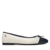 Baleriny - Baleriny Tommy Hilfiger Toe Cap Leather Ballerina FW0FW08759 Beżowy - miniaturka - grafika 1