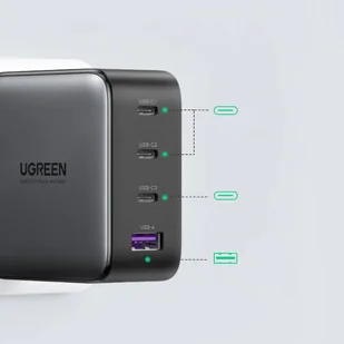 Ugreen GaN szybka ładowarka 3x USB Typ C / USB Power Delivery 3.0 QuickCharge 4+ FCP SCP AFC 100W EU czarny (CD226 40747) - Ładowarki do telefonów - miniaturka - grafika 5
