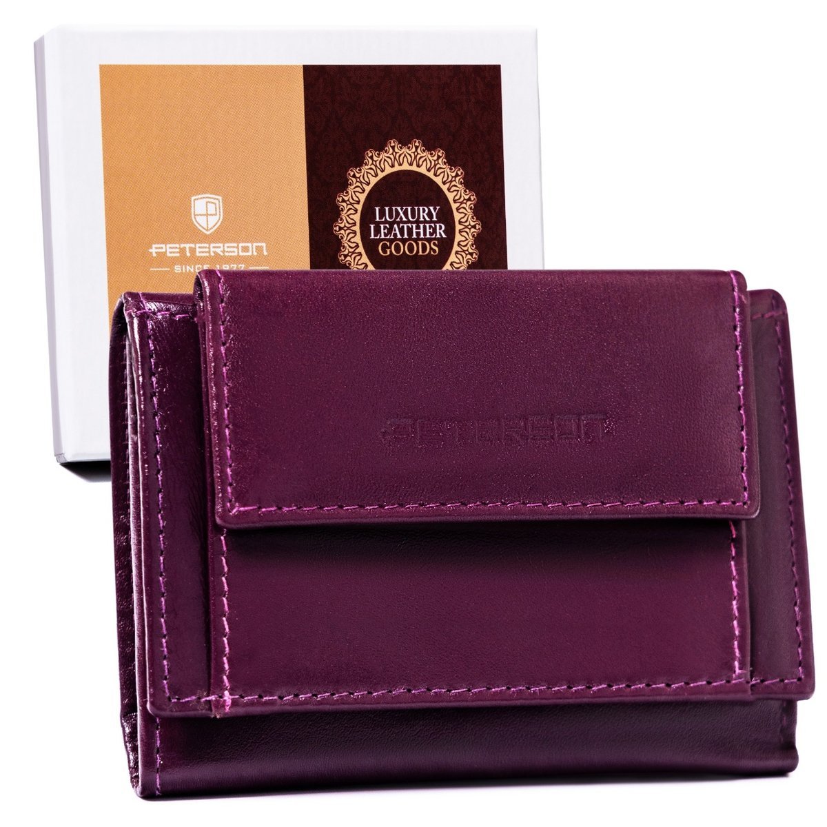 Mały, skórzany portfel damski z systemem RFID Protect — Peterson