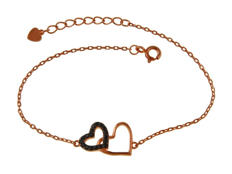 Bransoletka Pozłacana Dwa Serca B0987- 1,5G.