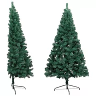 Choinki - vidaXL vidaXL Sztuczna choinka ze stojakiem, połowa, zielona, 240 cm, PVC - miniaturka - grafika 1