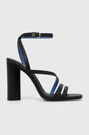Sandały damskie - Tommy Hilfiger sandały skórzane TH LEATHER BLOCK HIGH HEEL kolor czarny FW0FW07752 - miniaturka - grafika 1