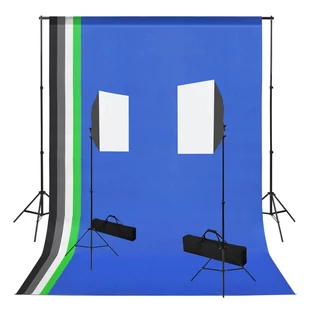 vidaXL Zestaw studyjny  Zestaw studyjny z lampami softbox i tłami 3051363 - Inne akcesoria studyjne - miniaturka - grafika 1