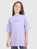 Koszulki dla dziewczynek - 4F T-shirt oversize z nadrukiem dziewczęcy - fioletowy 140 (9-10 lat) - miniaturka - grafika 1