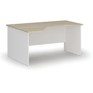 Biurko narożne PRIMO WHITE, 1600 x 1200 mm, lewe, biały/dąb naturalny - Biurka - miniaturka - grafika 1