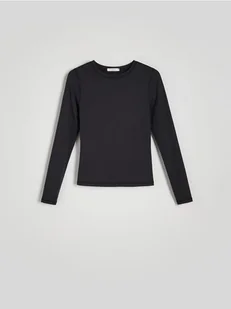 Reserved - Gładki longsleeve - czarny - Bluzki damskie - miniaturka - grafika 1